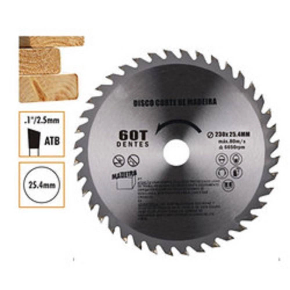 Trade Shop - Disco Taglio Legno Smerigliatrice Angolare Circolare Sega 230 X 25.4 Mm 60 Denti -
