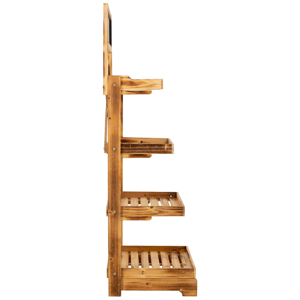 Carrello espositore scaffale legno marrone 53x39x128h cm