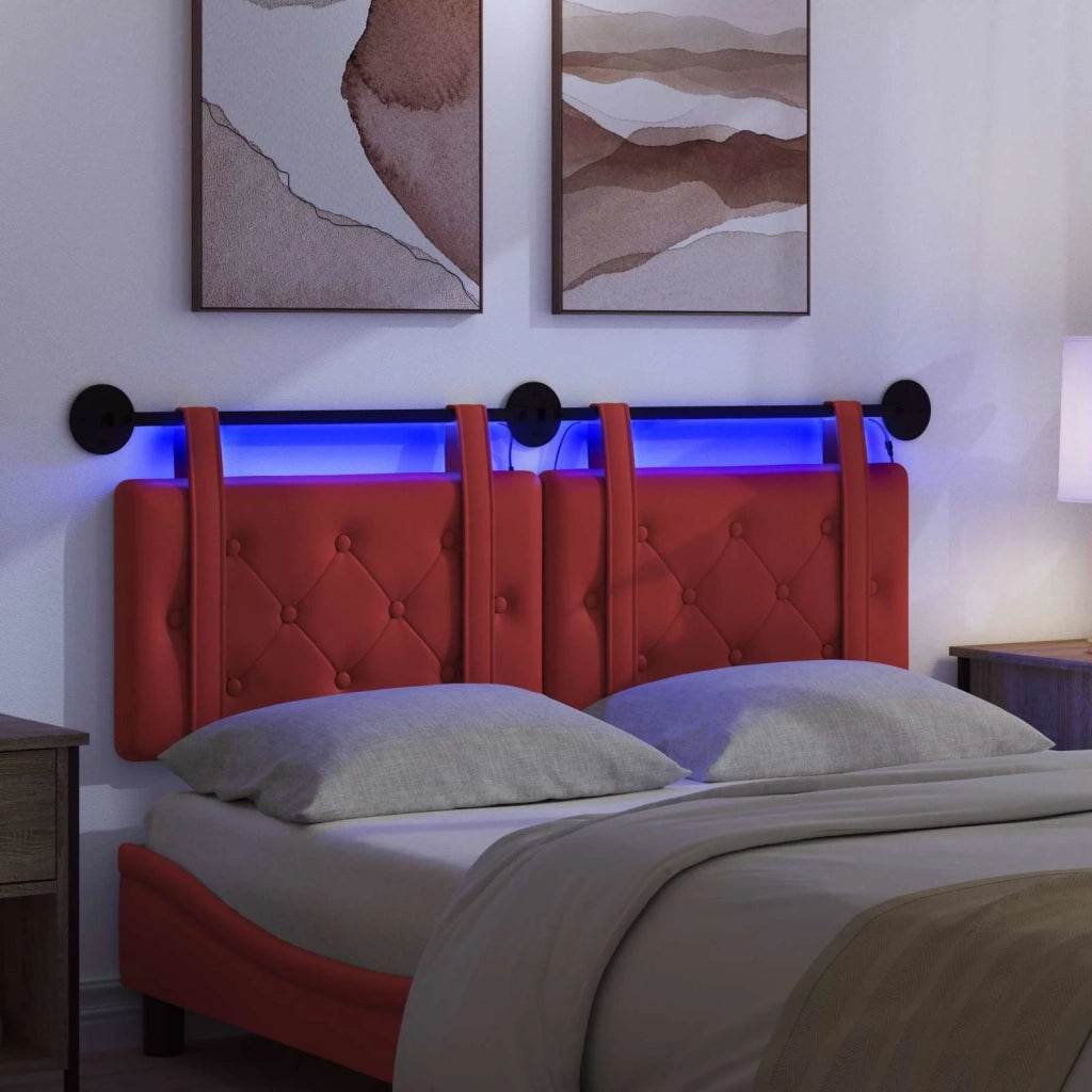 Testiera | Testata sospesa Con luce LED Rosso Similpelle