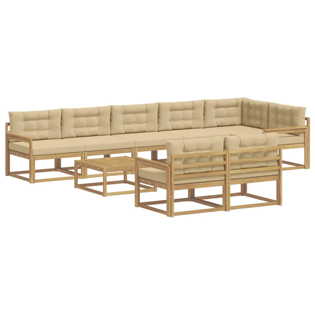 Set di divani da esterno 9 pcs Bianco e Beige 79 x 79 x 37 cm 3386647