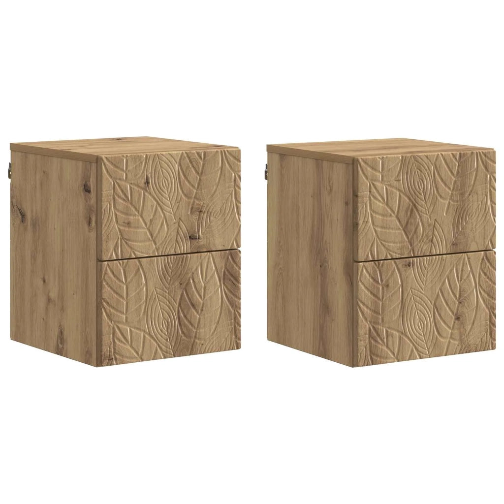 Mobiletto da notte a muro 2 pcs Rovere Artigianale 898824