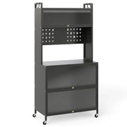 Scaffale mobile da cucina a 5 ripiani 80 x 40 x 160 cm con ante traslucide design moderno metallo grigio 20_0017405