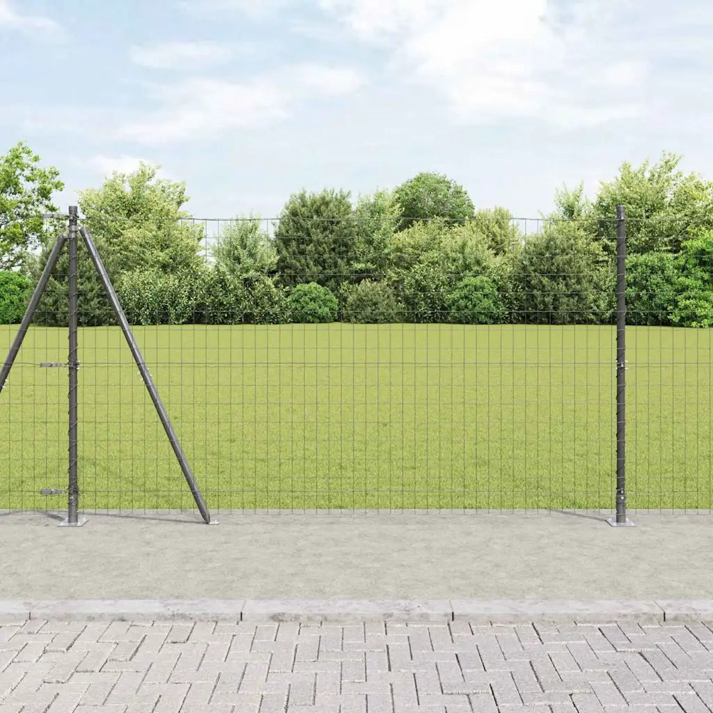 Recinzione con Posto Grigio 1,2 x 25 m Acciaio e PVC