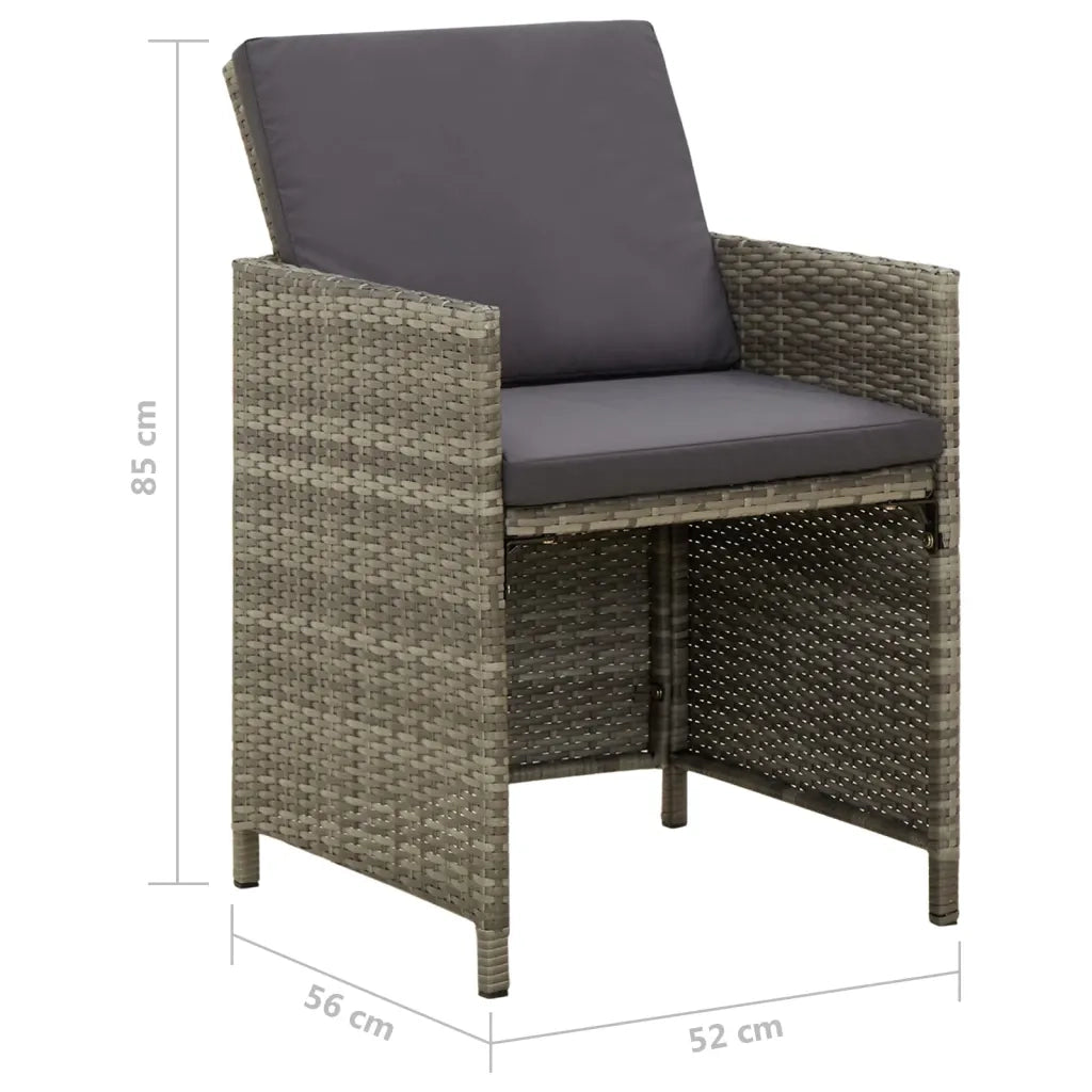 Sedie da Giardino 4 pz | Sedie da Esterno con Cuscini in Polyrattan Grigio