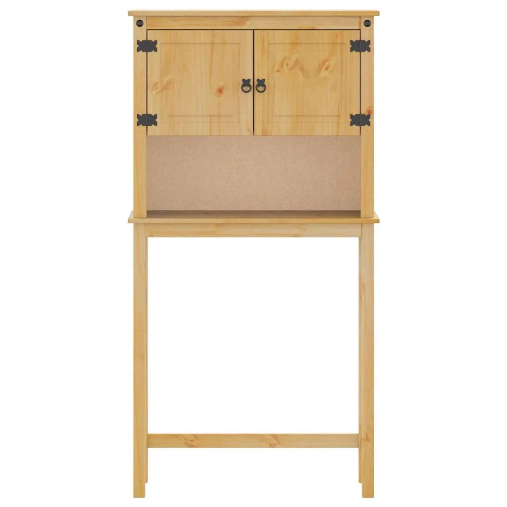 Mobiletto salvaspazio per lavatrice in stile rustico 85 x 29 x 165 cm pino massello finitura miele 02_0057606