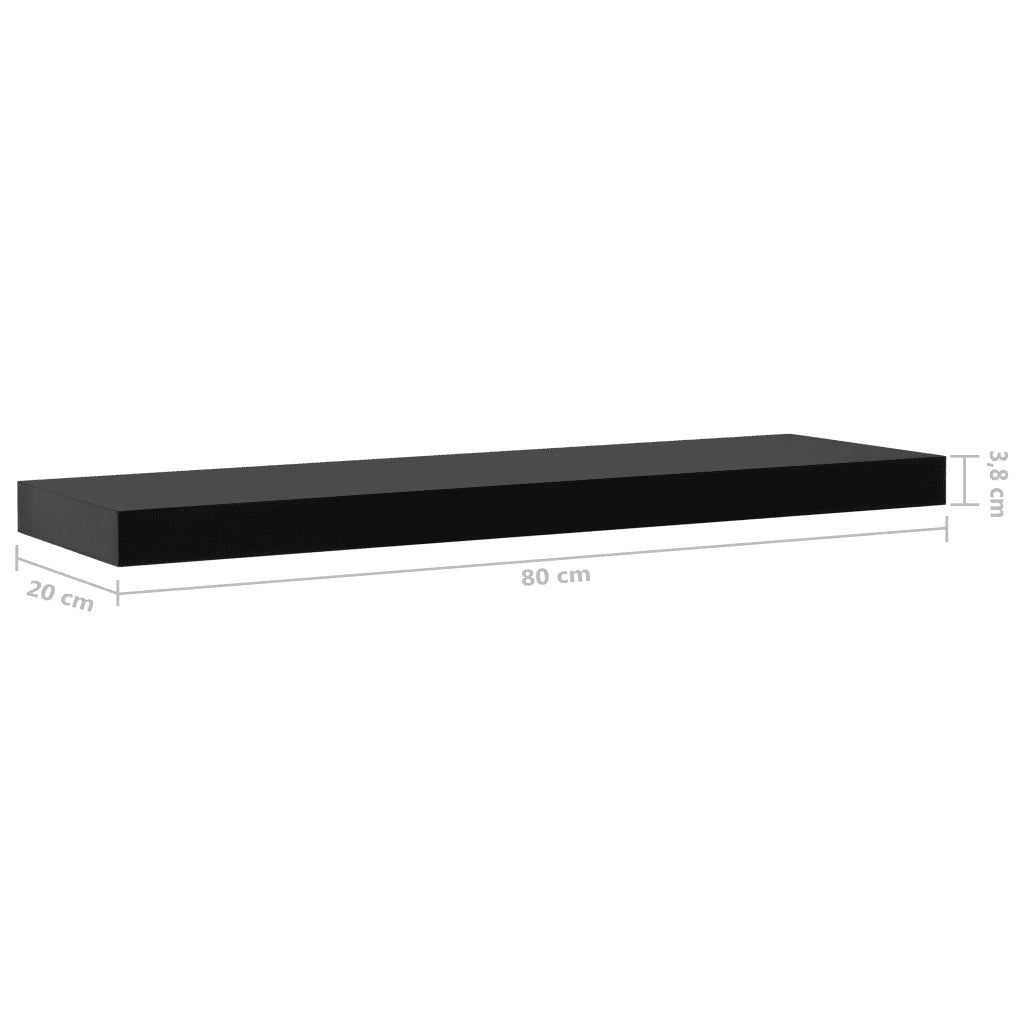 2 pz Mensole a Muro | Scaffale Parete | Ripiano a parete Galleggianti Nere 80x20x3,8 cm