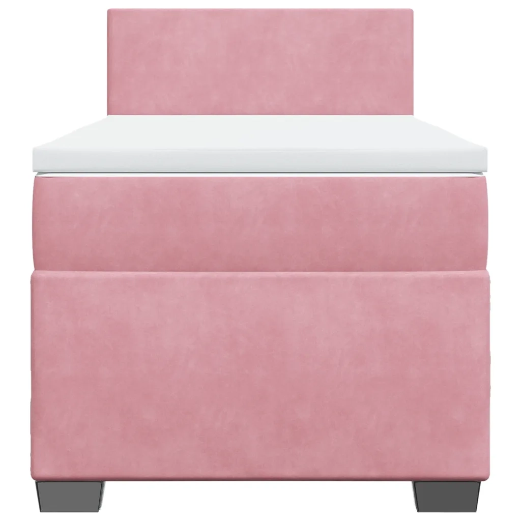 Giroletto a Molle con Materasso Rosa 80x200 cm in Velluto 3288461