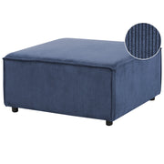 Ottomana imbottita in velluto a coste Blu scuro gambe nere Stile moderno