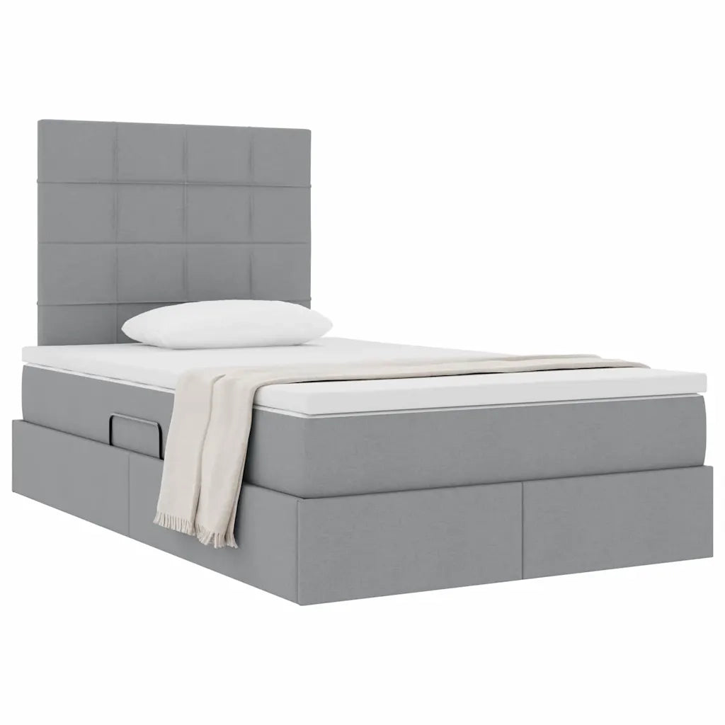 Letto con contenitore e materasso Grigio chiaro 120 x 190 cm