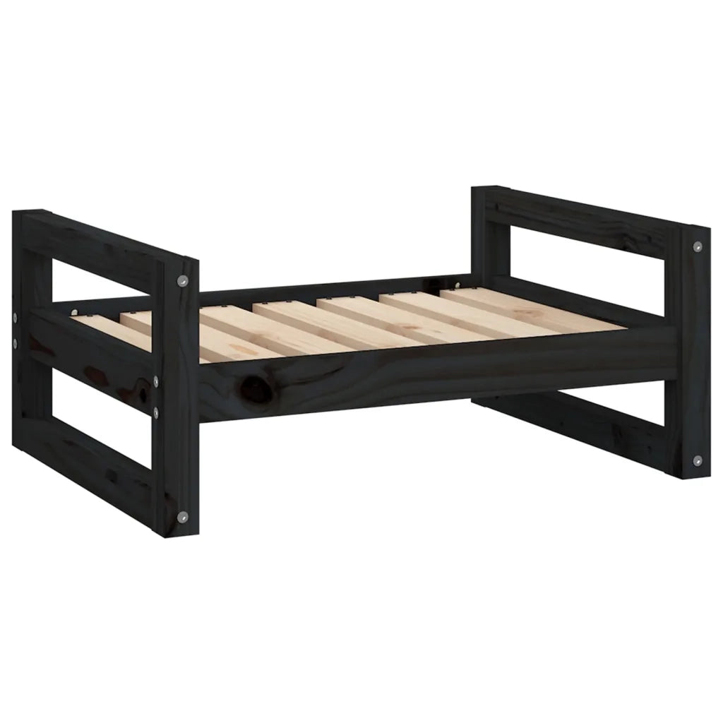 Cuccia per Cani Nera 65,5x50,5x28cm in Legno Massello di Pino cod mxl 39907