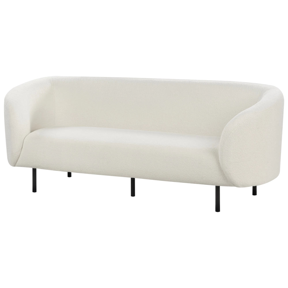 Set di 2 divani e poltrona in tessuto bouclè bianco e nero con gambe nere stile glamour retrò soggiorno