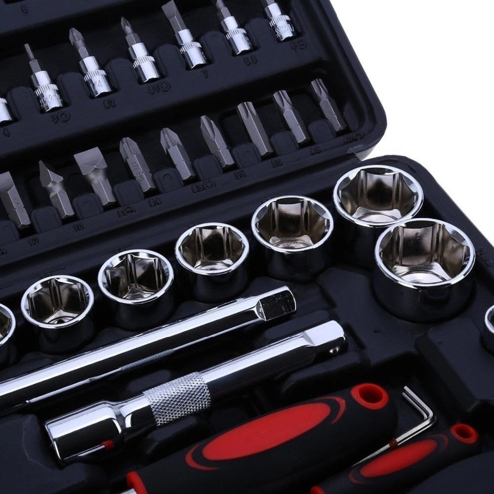Trade Shop - Cassetta Valigetta Set Cricchetto 94 Pz Kf-94 Acciaio Cromo Vanadio 1/2" 1/4" -