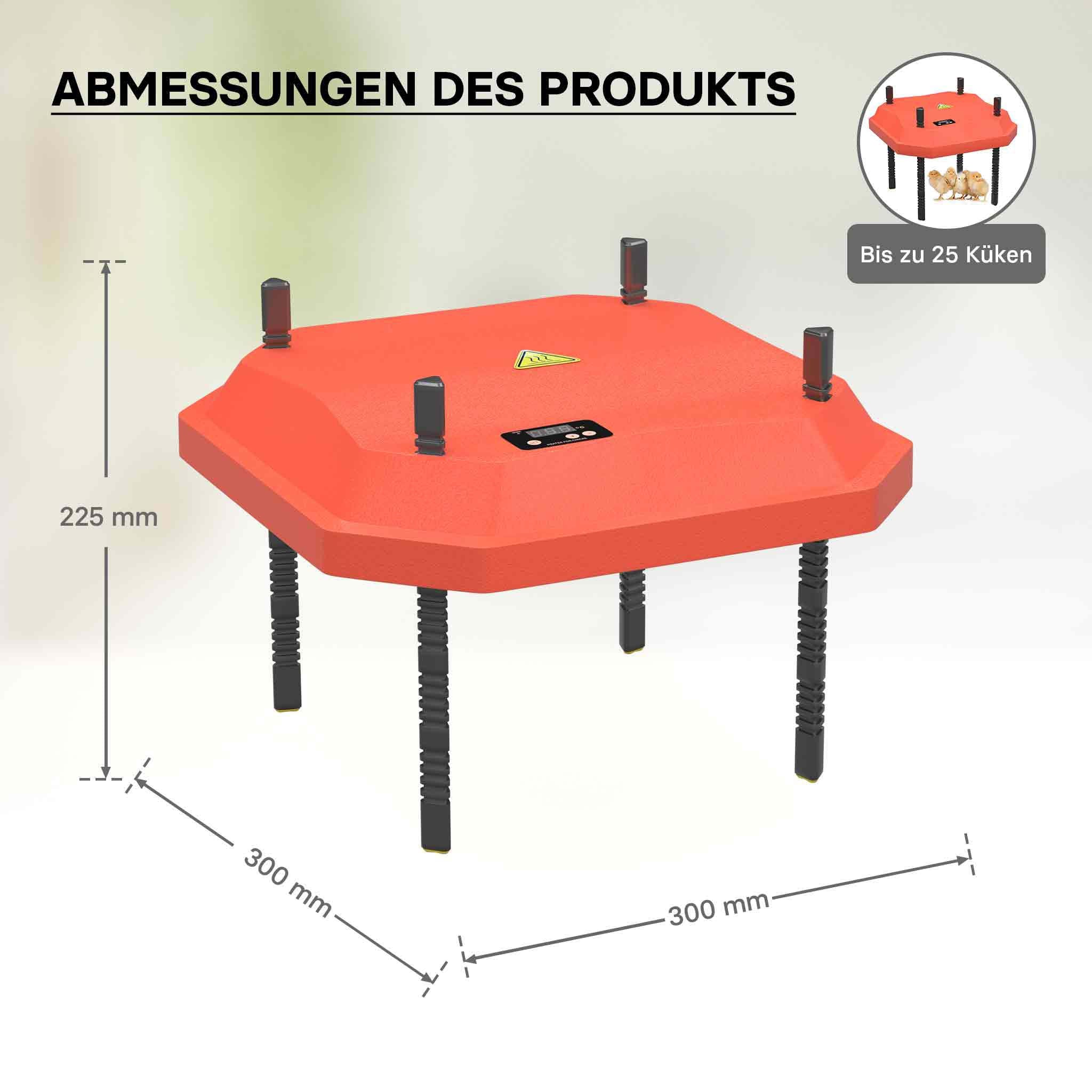 Fudajo Chioccia artificiale 30x30cm 50W Piastra termica per 20-25 pulcini con temperatura regolabile