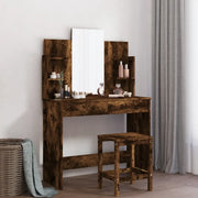 Toeletta con Specchio-Tavolo da Vanit¨¤ Rovere Fumo 96x39x142 cm