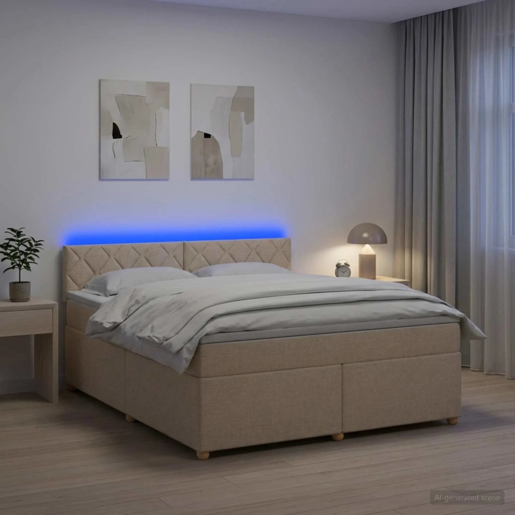 Letto box spring con materasso Crema 160 x 200 cm Tessuto 3452469