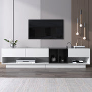 MOBILE TV 190x40x42 cm Bianco e Nero Lucido in Truciolare con 3 Cassetti