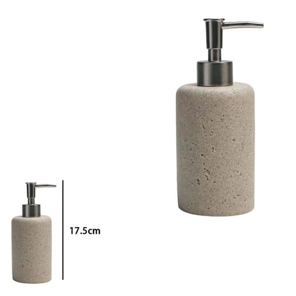 Trade Shop - Dispenser Porta Sapone Liquido Pietra Cemento Naturale Accessorio Arredo Da Bagno 87823 -