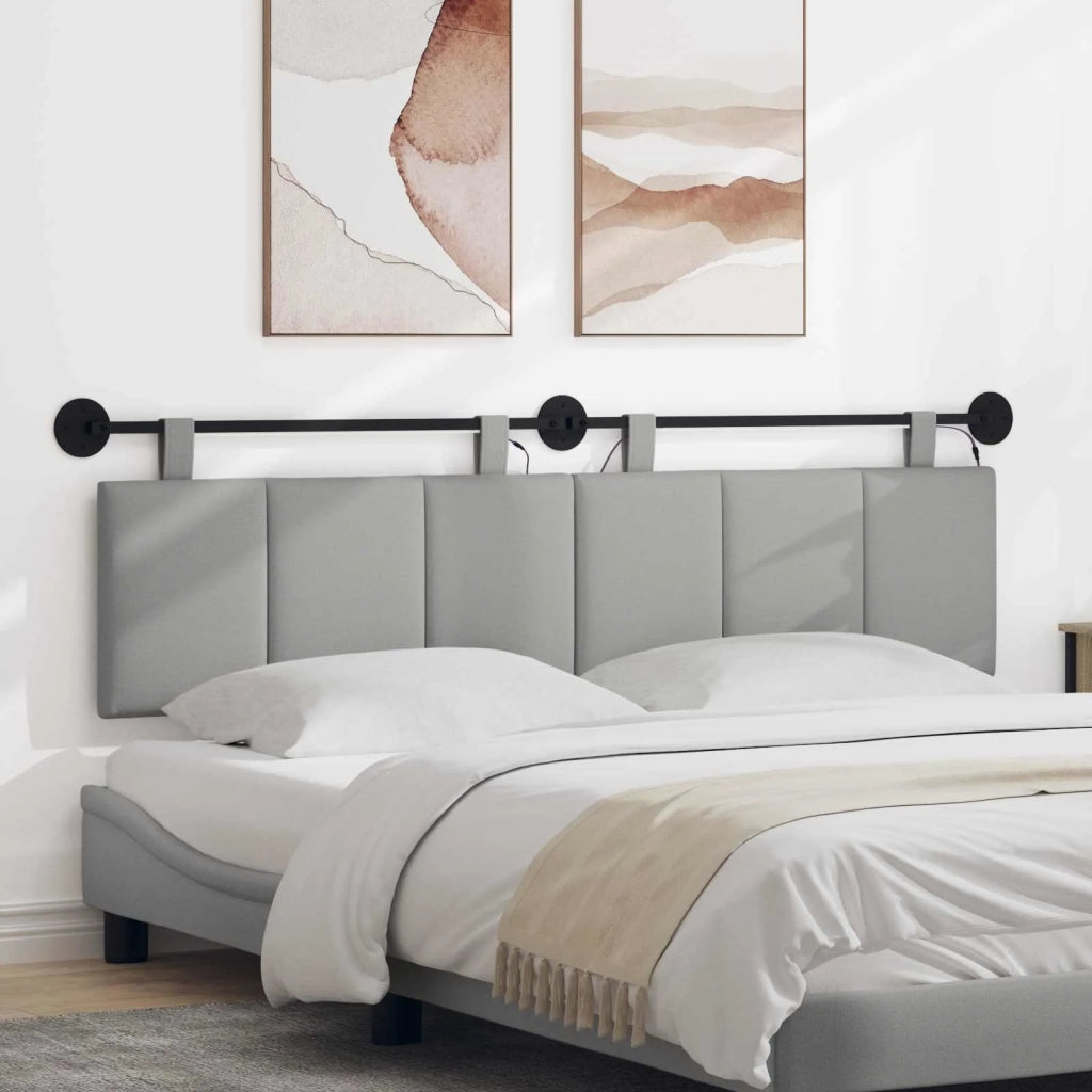 Testiera | Testata sospesa Con luce LED Grigio Nuvola Tessuto