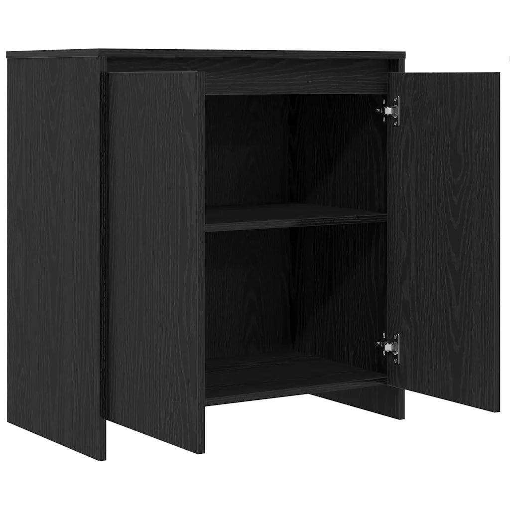 Credenza Rovere Nero 70x41x75 cm Legno Massello di Acacia 862082
