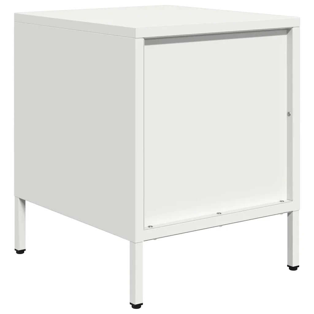 Comodini 2 pz-Set di 2 Tavolino da notte Bianco 35x39x43,5 cm in Acciaio
