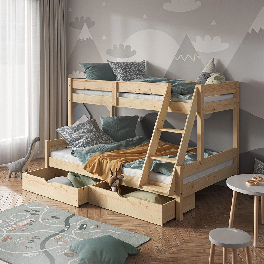 Vitalispa Letto a castello Legno naturale 120x200 / 80x200 cm con cassetti