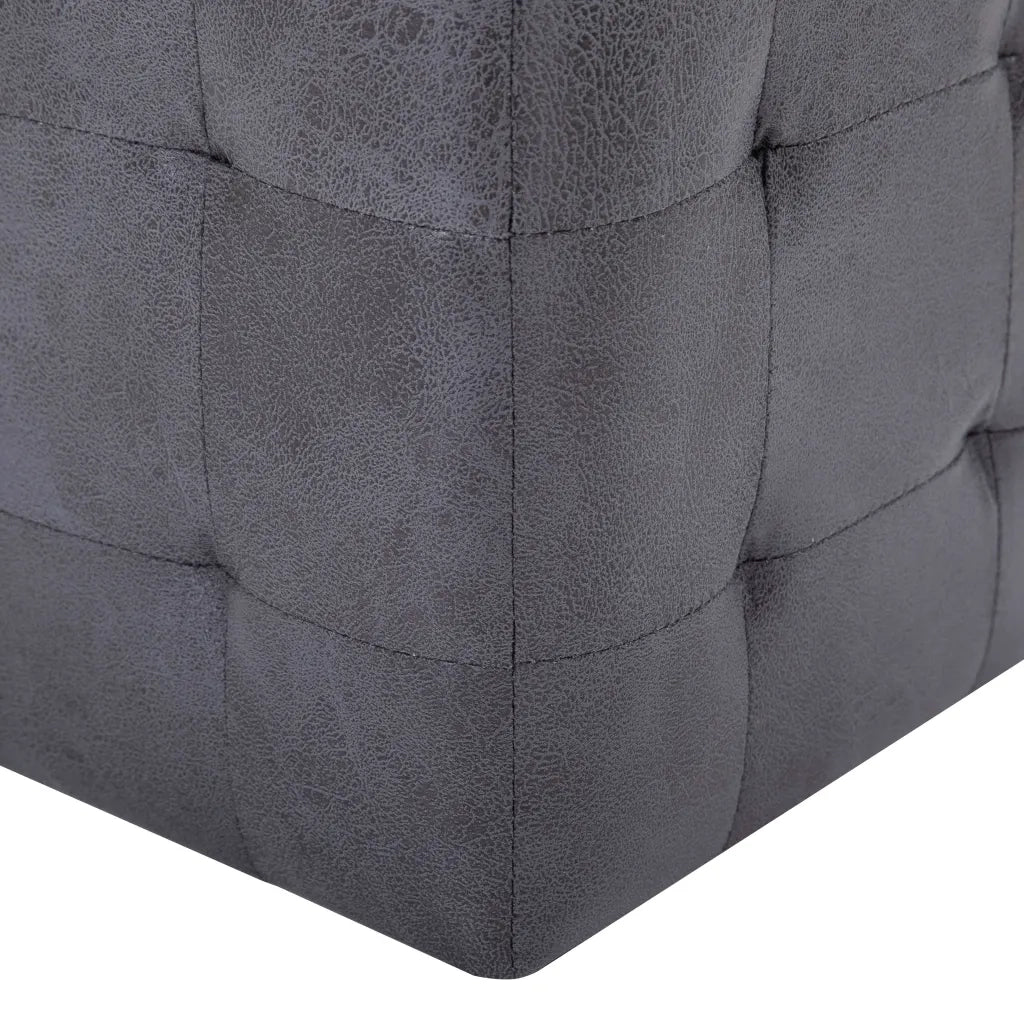 Comodini 2 pz-Set di 2 Tavolino da notte Grigio 30x30x30 cm in Similpelle Scamosciata