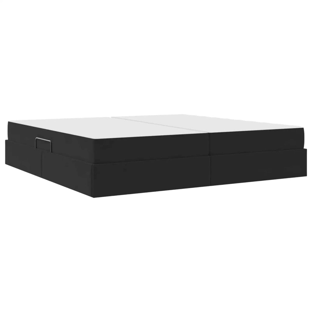 Letto con contenitore e materasso Nero 200 x 200 cm Velluto 3399744