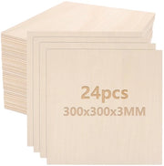 Pannello Multiplex 3 mm - 300 x 300 mm - Legno di Linde - Legno non trattato - Artefatto DIY - Adatto per progetti laser - Pannelli di legno