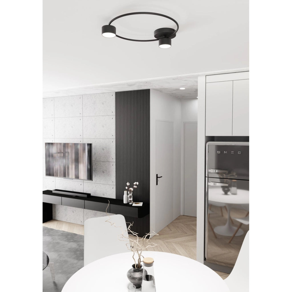 Lampada da soffitto LUCIO a due luci in acciaio nero opaco