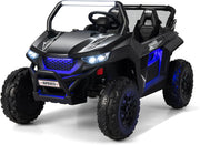 12V Auto Elettrico per Bambini, Macchina Fuoristrada a 2 Posti, Macchina Elettrica con Luci Suoni, Regalo per Bambini 3-8 Anni, 118x74x71 cm (Nero)