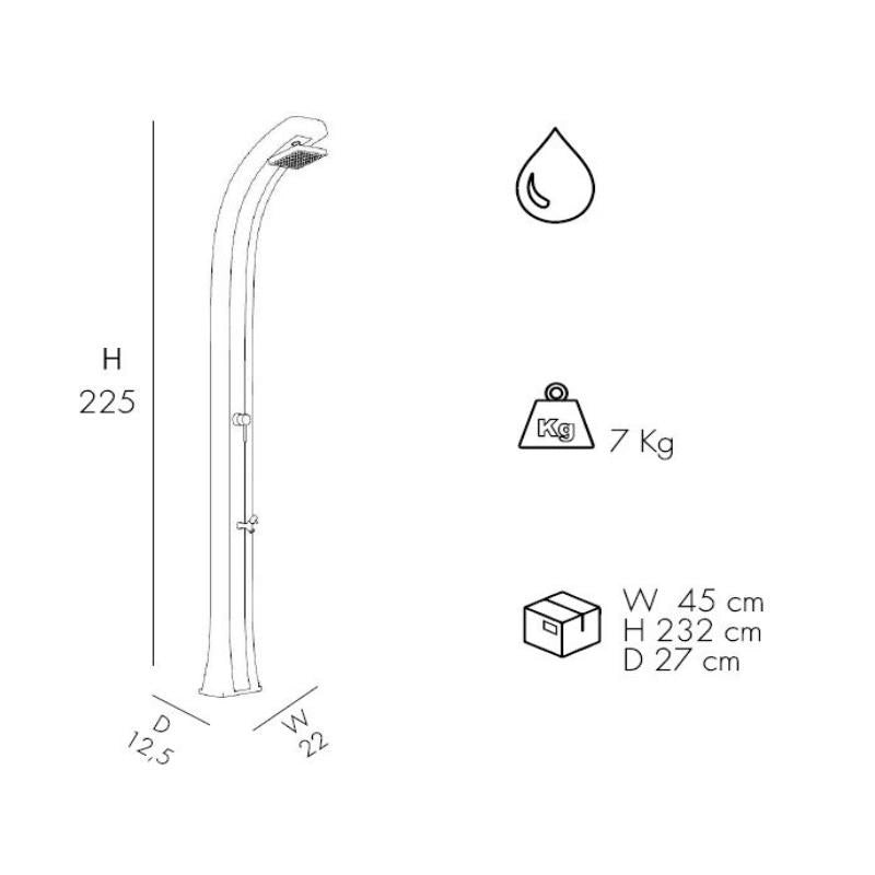 Doccia Tradizionale In Polietilene Spring Plus Con Miscelatore E Lavapiedi Colore Blu/Inox Cv-B125/5002-I
