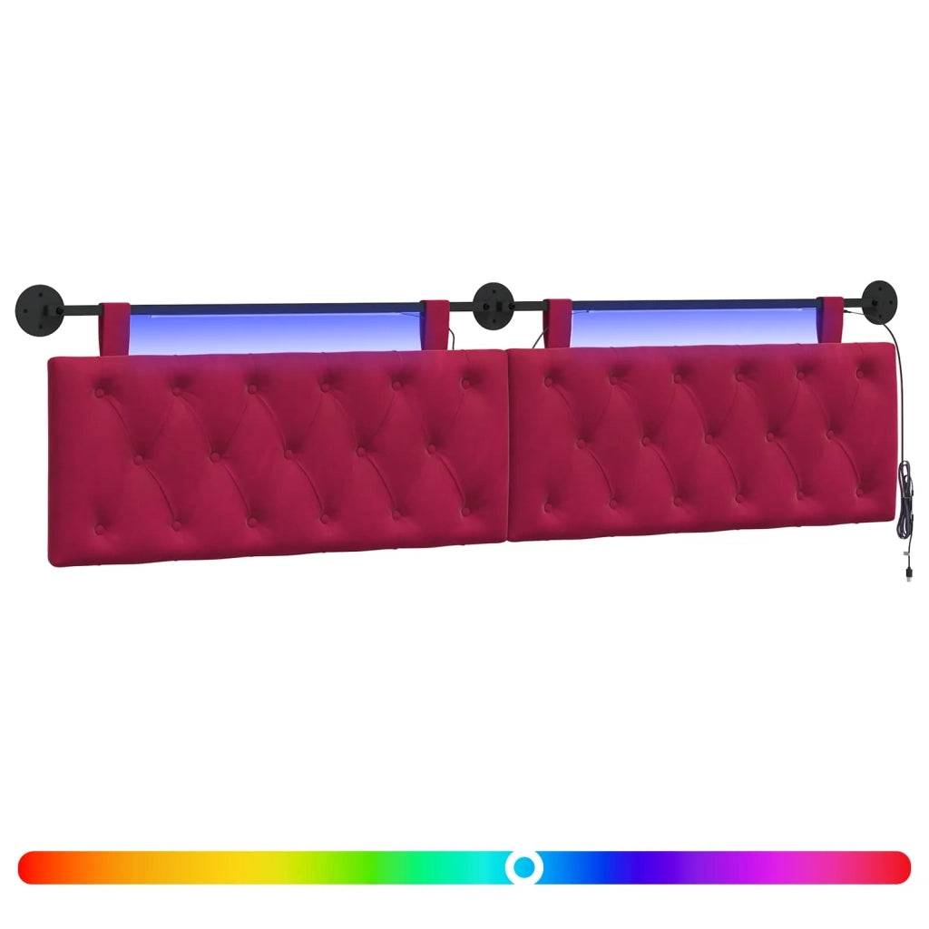 Testiera sospesa Con luce LED Rosso Vino Velluto