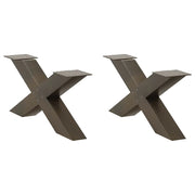 Set di 2 gambe per tavolino da caffè a forma di X 70 x 31 cm con piedini regolabili design moderno acciaio naturale 02_0057219