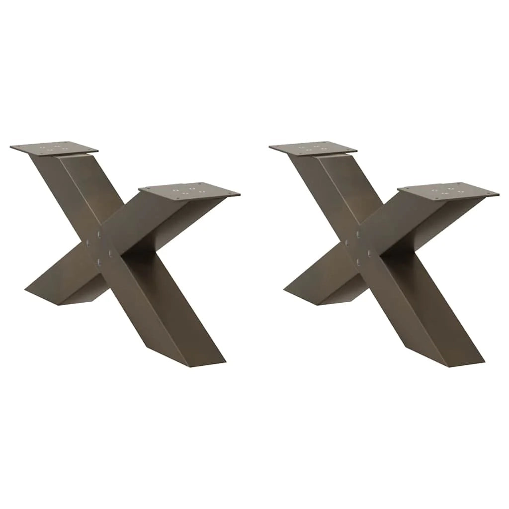 Set di 2 gambe per tavolino da caffè a forma di X 70 x 31 cm con piedini regolabili design moderno acciaio naturale 02_0057219