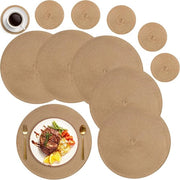 Set di piatti rotondi per tavola da 6 pezzi con sottopiatte, piatti rotondi in tessuto resistente al calore da 34 cm, piatti anti-scivolo per cucina per festa di compleanno, matrimonio, Natale - marrone.