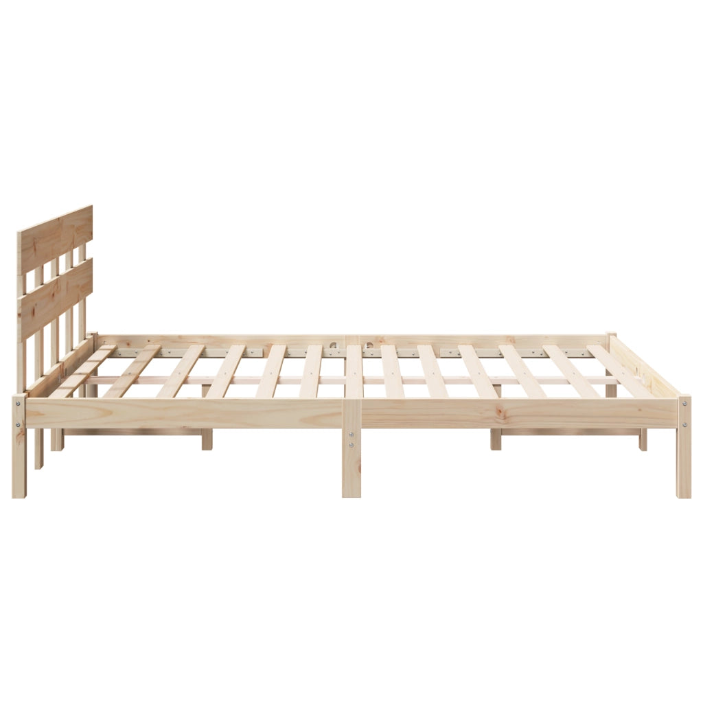 Struttura Letto con Testiera 150x200 cm in Legno Massello di Pino