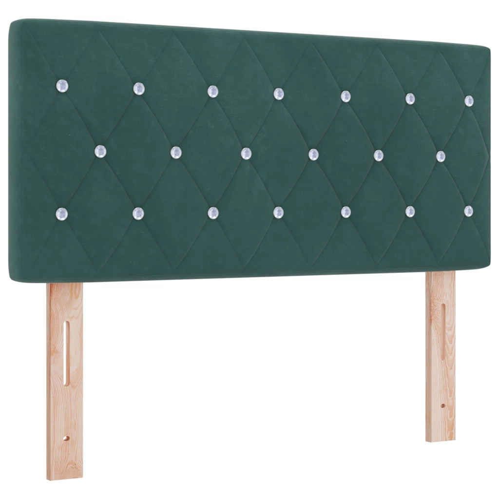 Letto Box Spring con Materasso e LED Verde Scuro 90x200 cm Velluto