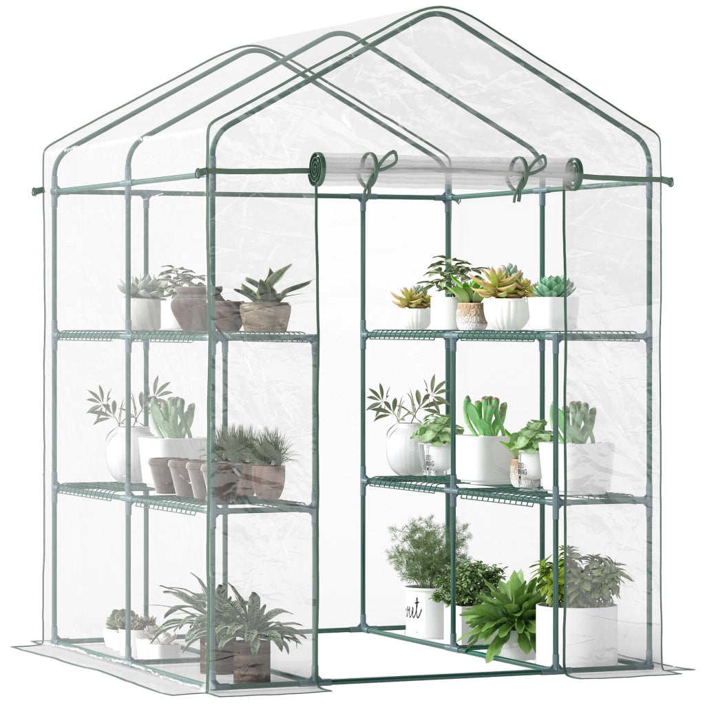 Serra da giardino con scaffali 3 livelli ¨C zephmum ¨C verde 143x143x195cm