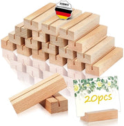 Pacco di 20 supporti per biglietto in legno, supporti per biglietti multifunzionali in legno, supporti per biglietti in legno, realizzati a mano con legno di abete naturale, supporti per biglietti, ideali per banchetti e feste