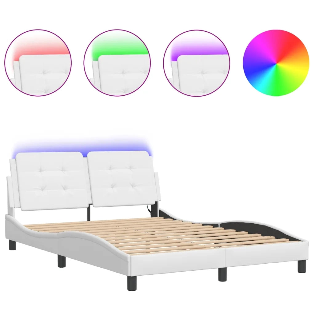 Giroletto con LED senza Materasso-Struttura Letto Zadar Bianco 140x190 cm