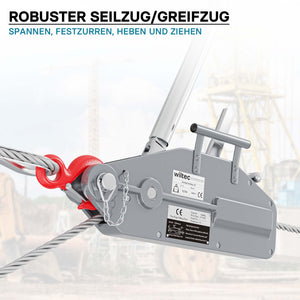 Paranco a fune max 1600kg fune 20m Ø11mm per sollevamento spostamento carichi