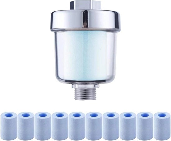 Filtro per doccia con 10 elementi filtranti sostituibili - riduce la seccchezza e la prurito - filtro per calcare per acqua calcarea