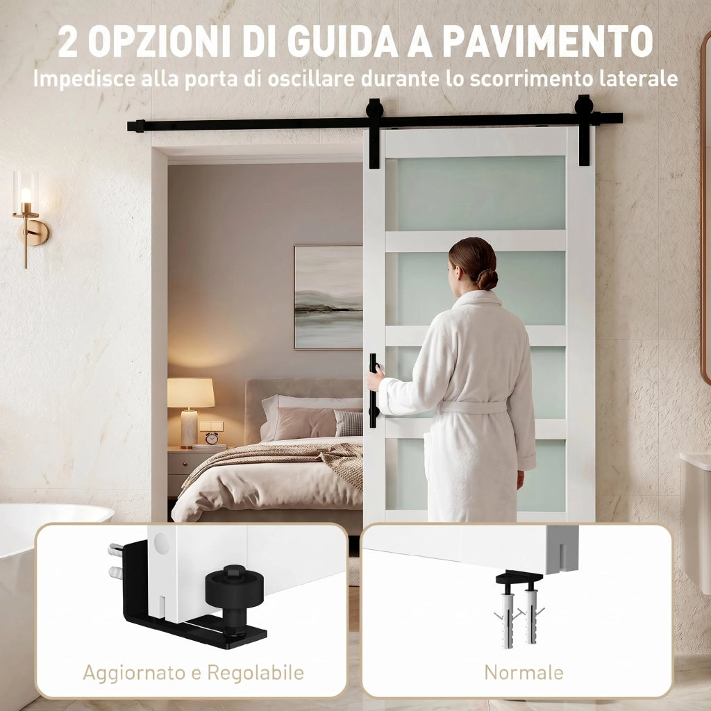 Porta Scorrevole con Kit Vetro Effetto Legno Bianco ¨C Xylo ¨C 91.4x213.4cm