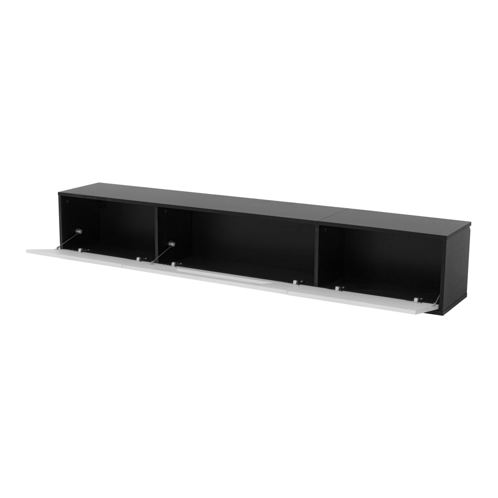 OKWISH Mobile TV con Vano Chiuso e Spazio Aperto, LED USB, Finitura Lucida, per Soggiorno, MDF, 180 x 35 x 30 cm