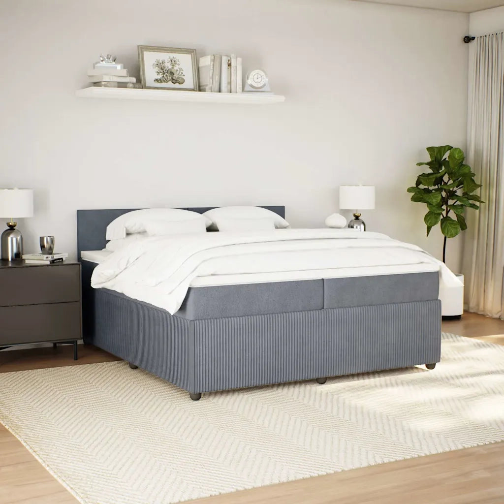 Giroletto a Molle con Materasso Grigio Scuro 200x200 cm Velluto