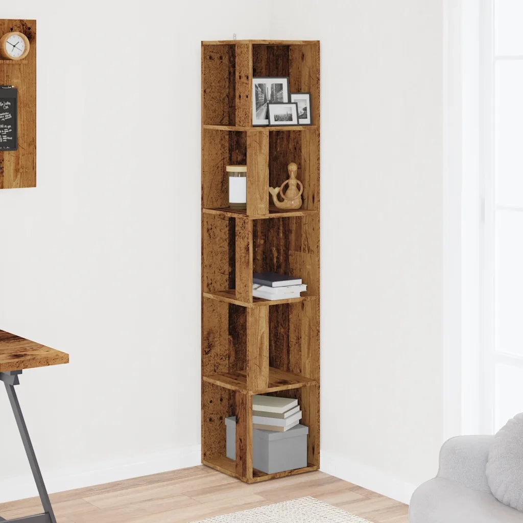 vidaXL Mobile Angolare Legno Antico 33x33x165 cm in Truciolato