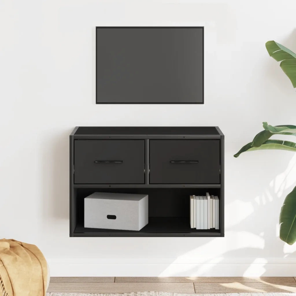 Mobile Porta TV Nero 60x31x39,5cm in Truciolato e Metallo 848909