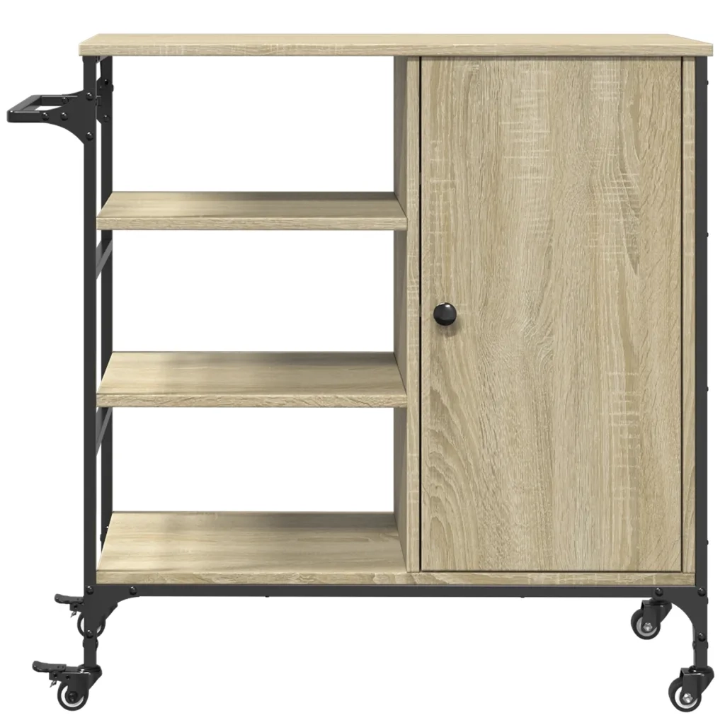 Carrello da Cucina-Scaffale per Cucina Rovere Sonoma 87,5x38,5x84,5 cm Multistrato