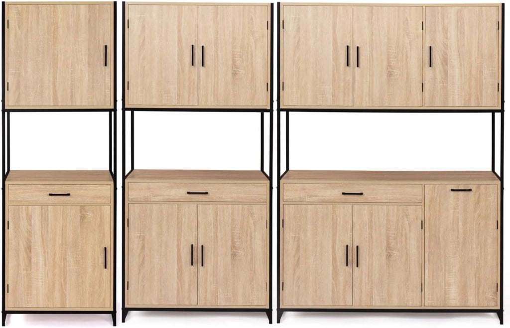 Credenza da cucina 60 CM DETROIT mobile di design industriale a 2 ante + cassetto