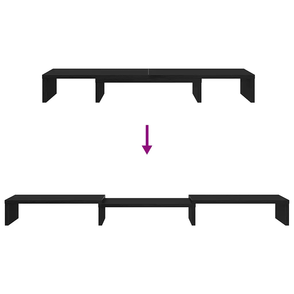 Supporto per Monitor Regolabile Rovere Nero 80x24x10,5 cm 868083